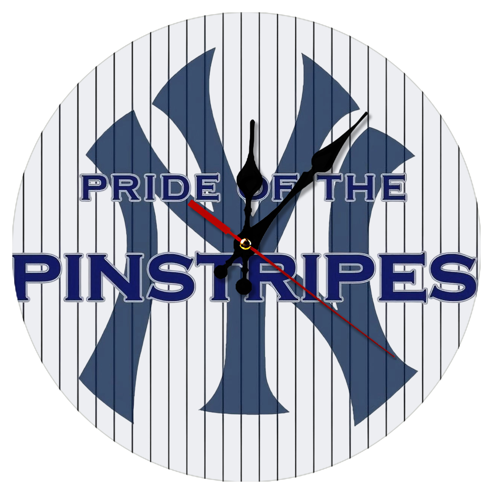 New York Yankees Pride of The Pinstripes Silent Round Wall Clock – Modern & Stylish DIY Design, Durable Wood Construction, Easy To Install – Perfect For Office, Bedroom, Living Room, And More
